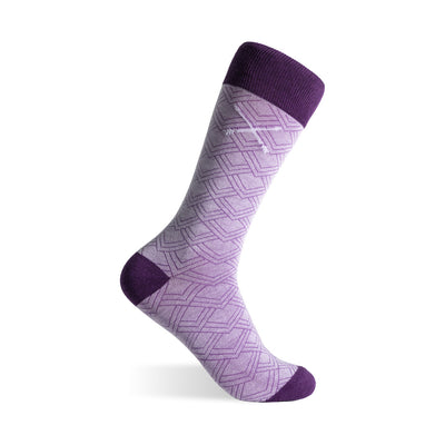 The Lavender & Plum Square-Grid - A Lavender Sock with a Plum Square-Grid Pattern