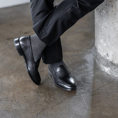 The Black & Grey Stripes - A Black Sock with Fine Grey Stripes