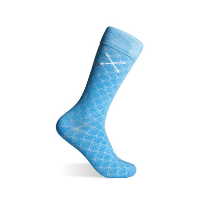 The Sky Blue Lattice - A Sky Blue Sock with a Tonal Lattice Motif