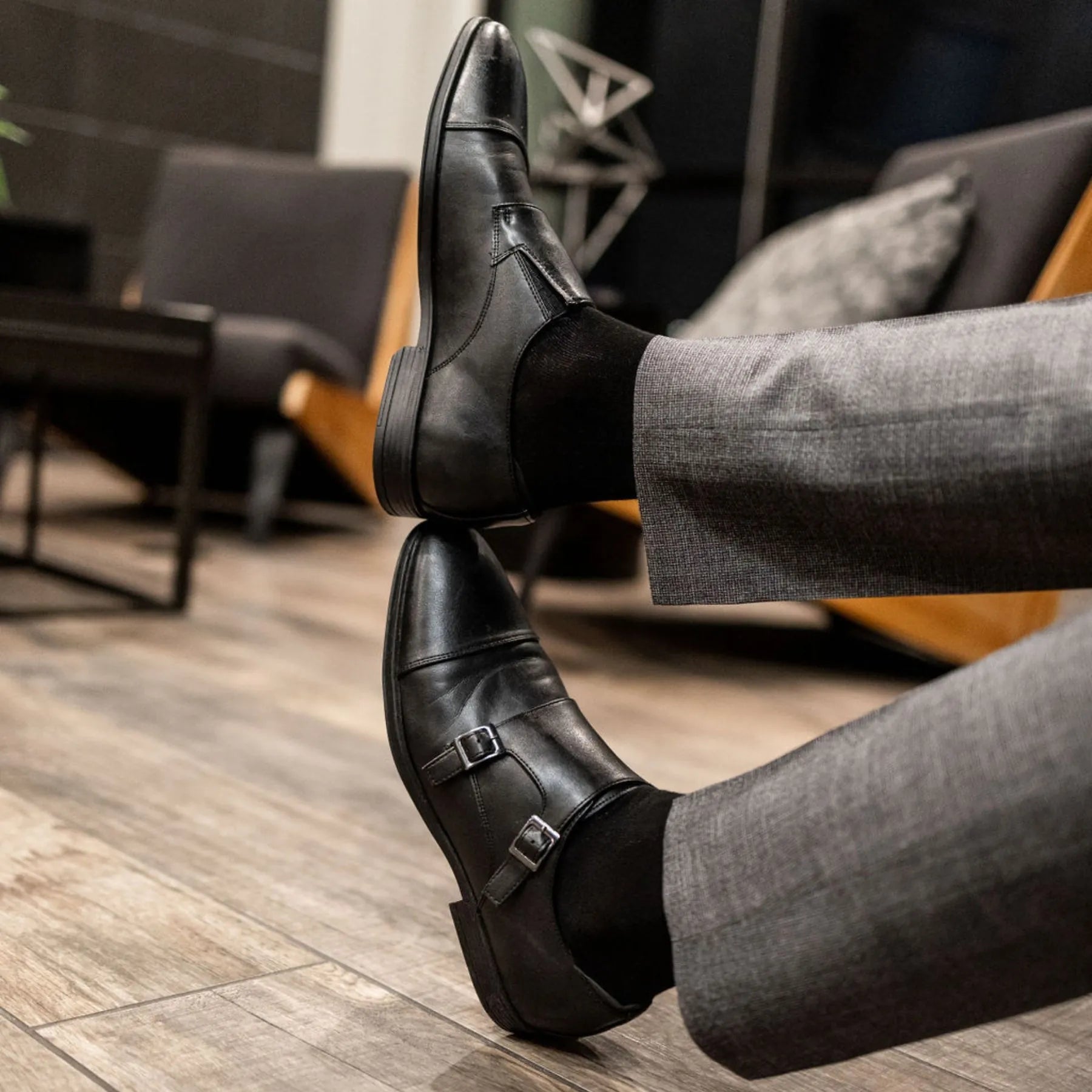 Black Solid - A Black Solid Men's Dress Sock, Over-the-Calf Black Solid - A Black Solid Men's Dress Sock, Over-the-Calf