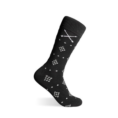 The Black Nested Diamonds - A Black Sock with Grey Nested Diamonds