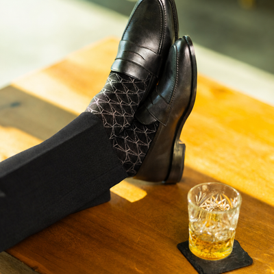 The Black & Silver Lattice - A Black Sock with a Silver Lattice Pattern
