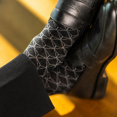 The Black & Silver Lattice - A Black Sock with a Silver Lattice Pattern