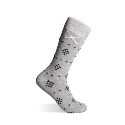 The Grey Nested Diamonds - A Grey Sock with Black Nested Diamonds