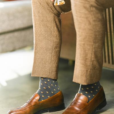 The Sage Gemstones - A Sage Green Sock with Burnt Orange, White & Taupe Gemstones