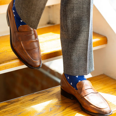 The Sailmakers - A Cobalt Blue Sock with White Sail Motifs