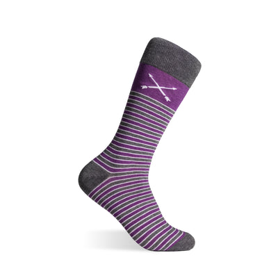 The Archibalds - Grey, Violet, and White Striped Socks