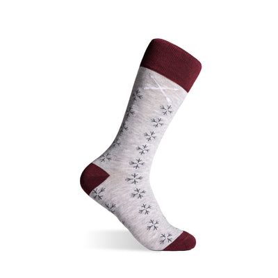 The Winter Skys - A Light Grey Sock with Black Snowflakes