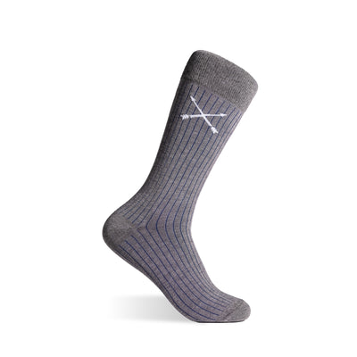 Grey & Navy Blue Ribbed - A Grey Sock with Navy Blue Ribs