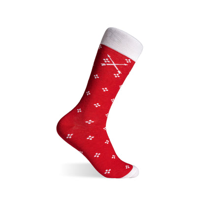 Cherry Red & White Flowers - A Cherry Red Sock with White Flowers