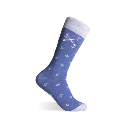 Heathered Blue & Pale Blue Flowers - A Heathered Blue sock with Pale Blue Flowers