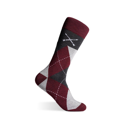Red Winter Argyle - A Red, Grey, and White Argyle Sock