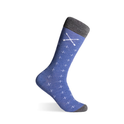 The Andrews - A Heathered Blue Sock with White T-Suns