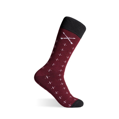 Merlot & White T-Suns - A Deep Red Sock with White T-Suns