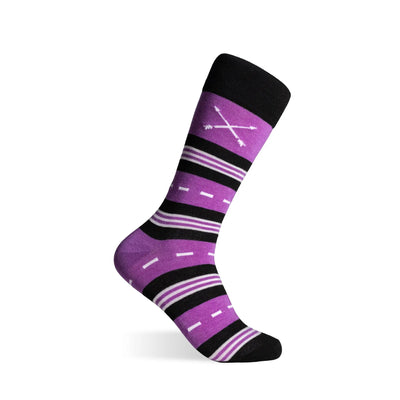 The Novaks - A Purple, White and Black Striped Sock