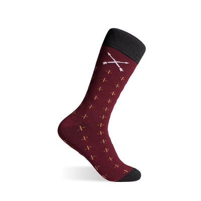 The Wendes - A Deep Red Sock with Gold T-Suns