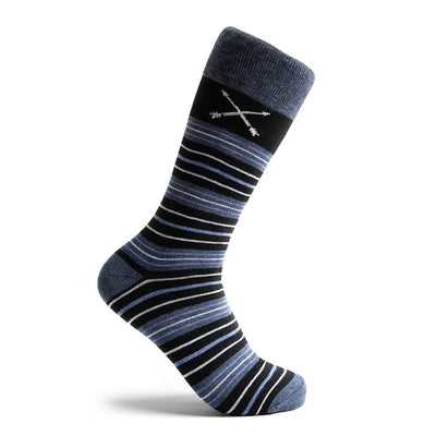 The Alvarados - A Blue, Black and White Striped Sock