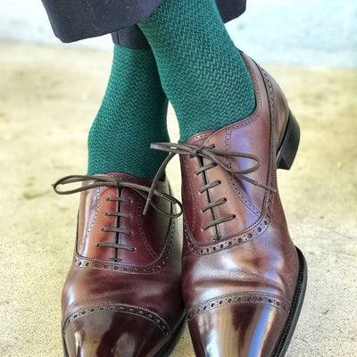 The Aristotles - Hunter Green Textured Micro-Chevron Sock