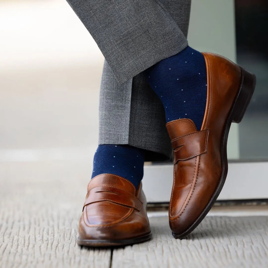 The Oxford Blues | Navy and Baby Blue Pin Dot Dress Sock | NMP The Oxford Blues | Navy and Baby Blue Pin Dot Dress Sock | NMP