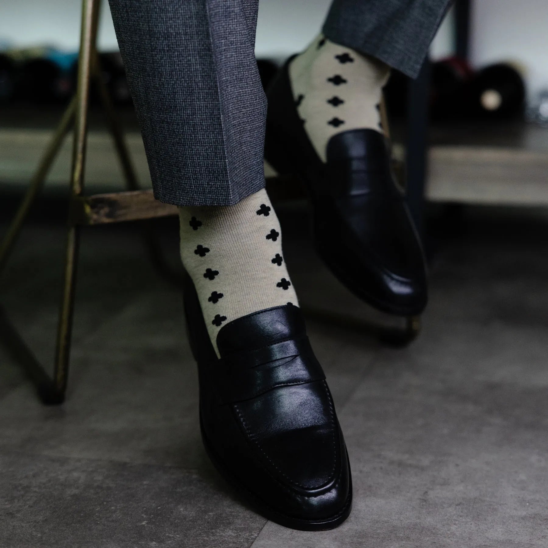 The Phantoms - A Gold Sock with Black Rounded Hatches Mid-Calf The Phantoms - A Gold Sock with Black Rounded Hatches Mid-Calf