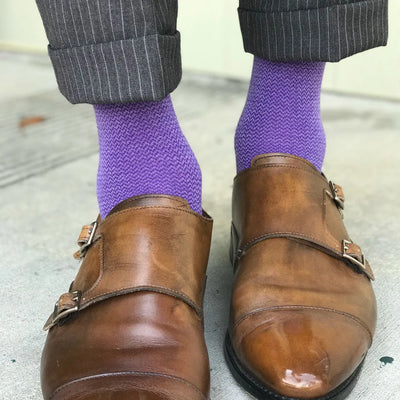 The Vividly Violets - Purple Textured Micro-Chevron Sock