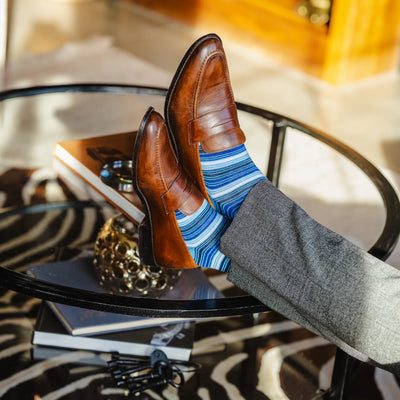 The Atlantics - A Multi-Toned Light Blue Striped Sock