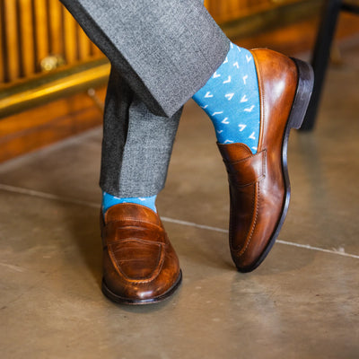The Blufftons - Sky Blue Sock with White Arrows