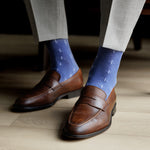 The Andrews - A Heathered Blue Sock with White T-Suns