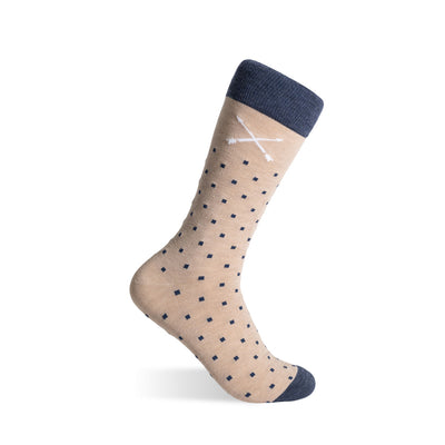 The Kenefskys - A Sand Sock with Navy Micro-Squares
