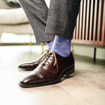 Heathered Blue Men's Dress Sock with a sky blue flower pattern