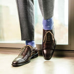 Heathered Blue Men's Dress Sock with a sky blue flower pattern