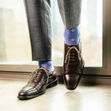 Heathered Blue Men's Dress Sock with a sky blue flower pattern