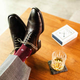 Cranberry Red men's dress sock with a white flower pattern