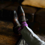 Purple, violet, and white striped men's dress socks