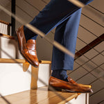 navy blue sock with black zigzag pattern