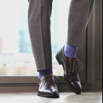 Heathered Blue Men's Dress Sock with a sky blue flower pattern