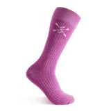 fuchsia, solid, ribbed socks