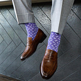 Violet men's dress sock with a contrasting sprinkle pattern