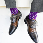 Deep purple men's dress sock with contrasting sprinkle pattern