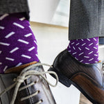 Deep purple men's dress sock with contrasting sprinkle pattern