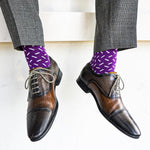 Deep purple men's dress sock with contrasting sprinkle pattern