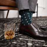 The Ides of March - A Deep Green Sock with White Hatches