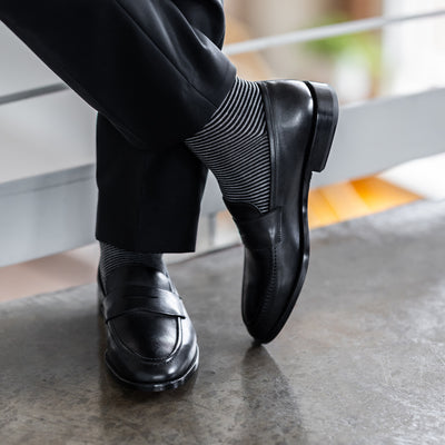 The Black & Grey Stripes - A Black Sock with Fine Grey Stripes