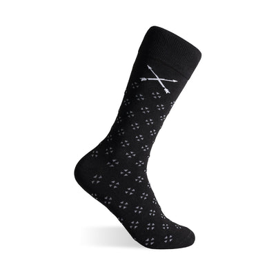The Black & Grey Flower Petals - A Black Sock with a Grey Flower Petal Pattern
