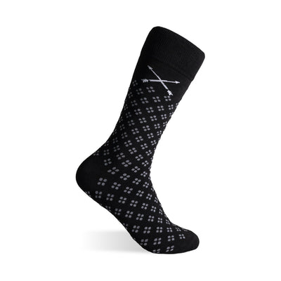 The Black & Grey Flowers - A Black Sock with a Grey Flower Pattern