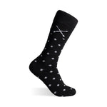 The Black & Grey Micro-Diamonds black dress sock with a grey micro-diamonds pattern on a clean product background.