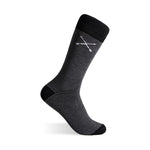 The Black & Grey Stripes black dress sock with a grey stripes pattern on a clean product background.