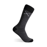 The Black & Grey Stripes black dress sock with a grey stripes pattern on a clean product background.