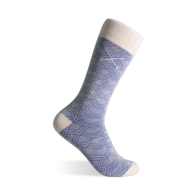 The Blue-Grey & Cobalt Square-Grid - A Blue-Grey Sock with a Cobalt Blue Square-Grid Pattern