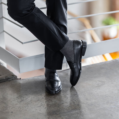 The Black & Grey Stripes - A Black Sock with Fine Grey Stripes